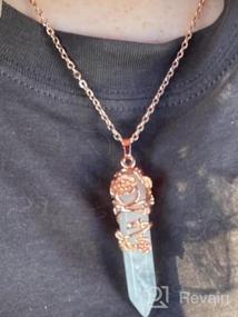 img 5 attached to Bivei Vintage Reiki Healing Crystal Ожерелье - Изысканная подвеска с шестигранной призмой Кварцевая точка с цветочным маятником - Потрясающее украшение для духовного исцеления