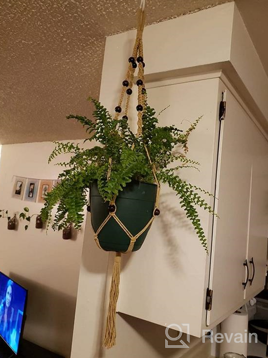 img 1 attached to POTEY Macrame Plant Hangers - Set Of 5 Hanging Plant Holders With Wood Beads And 10 Hooks For Boho Home Decor - 47.3''/40''/40''/40''/40'', Ivory review by Michael Eldridge