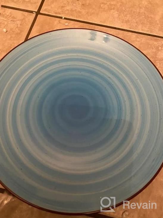 img 1 attached to Set Of 6 Large Ceramic Dinner Plates, 10 Inch Porcelain Serving Plate For Salad, Pizza, Steak And Pasta - Dishwasher And Microwave Safe Assorted Warm Colors By KitchenTour review by Tanya Hughes