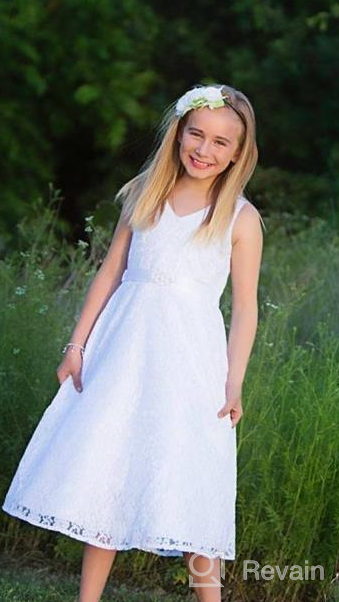 img 1 attached to Bow Dream Elegant V-Neck 🌸 Sleeveless Flower Girl Dress with Lovely Lace review by Angela Johnson