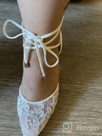 img 1 attached to Women'S Ivory Lace Mesh Satin Wedding Shoes - Comfortable Mid Heel Tie Up Ankle Strap Pointy Toe Pumps review by Pete Martin