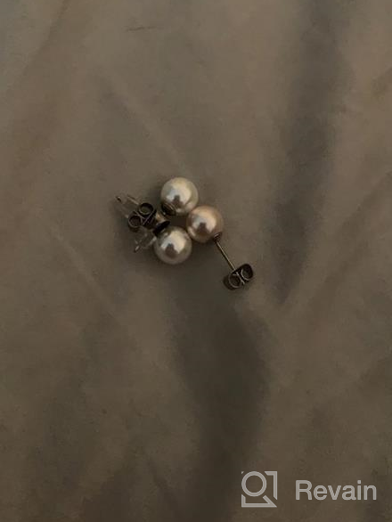 img 1 attached to Titanium Pearl Stud Earrings with Pink Simulated Shell Pearls - Hypoallergenic for Women and Girls 💎 with Sensitive Ears - Includes Pure Titanium Earring Backs - Available in 6mm and 8mm Rounds from TGNEL review by Reginald Truitt