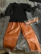 img 1 attached to Toddler Girls Puff Sleeve Tops + Leather Pants 2Pcs Fall Outfit Set Fashion Clothing review by Rebecca Waffles