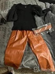 img 7 attached to Toddler Girls Puff Sleeve Tops + Leather Pants 2Pcs Fall Outfit Set Fashion Clothing