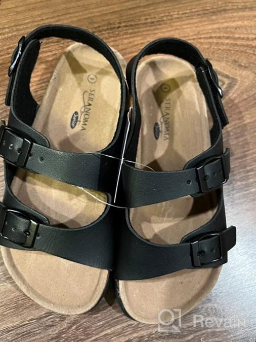 img 1 attached to Comfortable Slip-On Cork Footbed Sandals for Kids - Adjustable Buckles and Slip-Resistant Platform for Boys - Ideal for Indoor and Outdoor Use at Beach, Home and Summer Fun by Seranoma JR Madagascar review by Adrian Smart