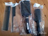 img 1 attached to Curved Vented Boar Bristle Hair Brush - Ideal For Men, Women, And Barbers For Styling, Smoothing, And Detangling Thick, Thin, Curly, Wet, And Dry Hair review by Sean Castator