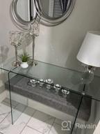 img 1 attached to Narrow & Stylish Glass Console Table With Storage: Ideal For Modern Interiors, Small Spaces & Multiple Uses review by Adam Boudreau