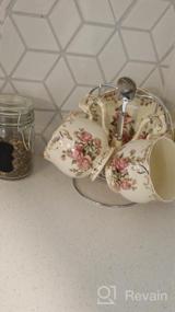 img 5 attached to Vintage Floral Porcelain Tea Cups: YOLIFE'S Set Of 2 Cups And Saucers - 8 Oz