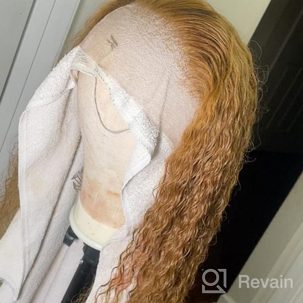 img 1 attached to BLY Ginger Color Lace Front Wigs Human Hair Deep Wave For Women 13X4 HD Transparent Pre Plucked Curly Wigs 180% Density Orange Colored Glueless Wig 20 Inch review by Becky Taylor