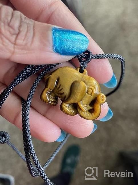 img 1 attached to Tigers Eye Stone Elephant Amulet Pendant Necklace For Men & Women review by Kristen Cunningham