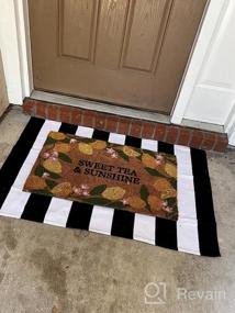 img 6 attached to Charming Black And White Striped Cotton Hand-Woven Outdoor Rug For A Stylish Home Entrance And Interior Decor (27.5'' X 43'')