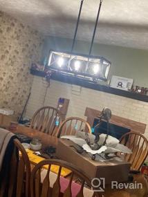 img 6 attached to Деревенская современная люстра для фермерского дома с 3 лампочками, прямоугольным светильником для столовой 24 дюйма, подвесной подвесной светильник с отделкой из дерева и черного металла