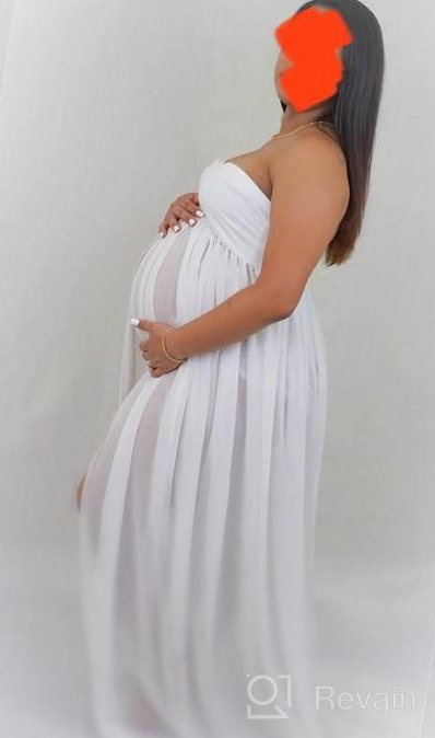 img 1 attached to Stylish Maternity Chiffon Maxi Dress For Photoshoot - ZIUMUDY Split Front Gown review by Albert Lee