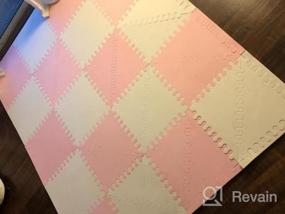 img 5 attached to Safe & Soft Baby Play Mat - Extra Thick EVA Foam Tiles For Play Gym & Room - Interlocking Chevron Design (White/Pink, 12"X12"X4")