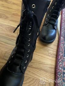 img 8 attached to Оставайтесь стильными и сухими с водонепроницаемыми кожаными армейскими ботинками PPXID для девочек