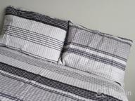 img 1 attached to Striped Queen Duvet Cover Set - 1200TC Microfiber Bedding With Zip Closure And Tie, Modern Style In Grey, Blue, And White. Perfect For Men And Women. review by Sameer Hilton