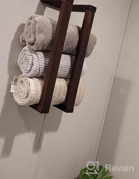 img 1 attached to 18.9 Inch Wall Mounted Wooden Towel Rack For Bathroom - HULISEN, Installation Tool Included, Pine Shelf For Rolled Towels & Blanket Storage Organizer review by Frank Ridl