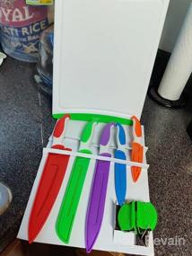 img 6 attached to EatNeat 12-Piece Colorful Kitchen Knife Set - 5 Colored Stainless Steel Knives With Sheaths, Cutting Board, And A Sharpener - Razor Sharp Cutting Tools That Are Kitchen Essentials For New Home