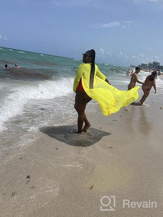 img 1 attached to Flaunt Your Beach Style With Women'S Sheer Mesh Tie Front Maxi Cover Up review by Nancy Willink