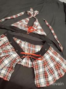 img 5 attached to Wearella Women'S Sexy Schoolgirl Halloween Costume: Halter Bra Top And Mini Skirt Lingerie Set