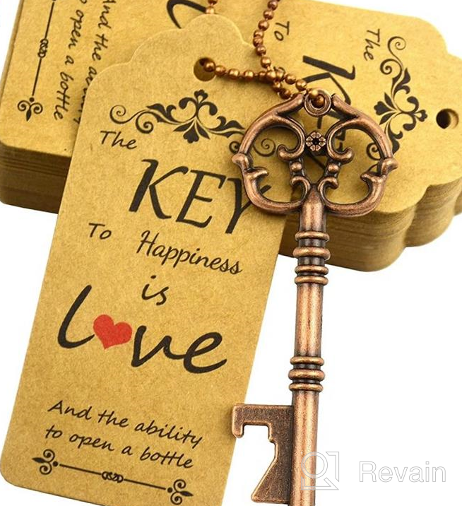 img 1 attached to Makhry 52Pcs Vintage Skeleton Key Bottle Opener With Love Heart Escort Thank You Tags And Keychain As Wedding Favor For Wedding Guest Wedding Decor (Rose Gold) review by Robert Zander