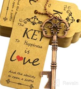 img 8 attached to Makhry 52Pcs Vintage Skeleton Key Bottle Opener With Love Heart Escort Thank You Tags And Keychain As Wedding Favor For Wedding Guest Wedding Decor (Rose Gold)