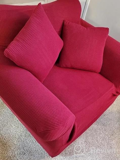 img 1 attached to Navy Blue Loveseat Stretch Slipcover – 2 Seat Sofa Protector By JINAMART review by Jody Grimmett