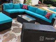 img 1 attached to Do4U 7 Pieces Outdoor Patio PE Rattan Wicker Sofa Sectional Furniture Set Conversation Set Seat Cushions & Glass Coffee Table Patio, Backyard, Pool Steel Frame（Brown） review by Joe Patterson