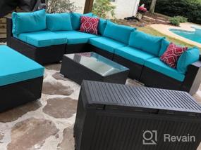 img 5 attached to Do4U 7 Pieces Outdoor Patio PE Rattan Wicker Sofa Sectional Furniture Set Conversation Set Seat Cushions & Glass Coffee Table Patio, Backyard, Pool Steel Frame（Brown）