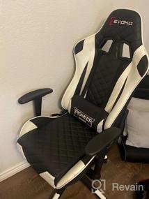 img 8 attached to Devoko Racing Style Gaming Chair With Adjustable Armrests, Ergonomic High Back Computer Chair For Office, Executive Swivel Task Chair With Headrest And Lumbar Support (White)