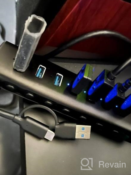 img 1 attached to Rosonway RSH-A107 7 Port USB 3.2 Gen 2/USB C Hub 10Gbps, 12V Power Adapter & Individual Switches, Aluminum Splitter For PC And Laptop review by Adam Alvarez