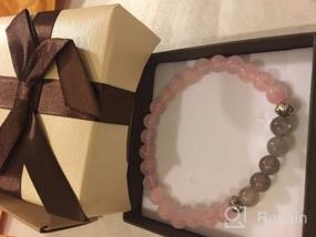 img 6 attached to Natural Stone Bracelet For Women: Pink Rose Quartz And Labradorite Gemstones