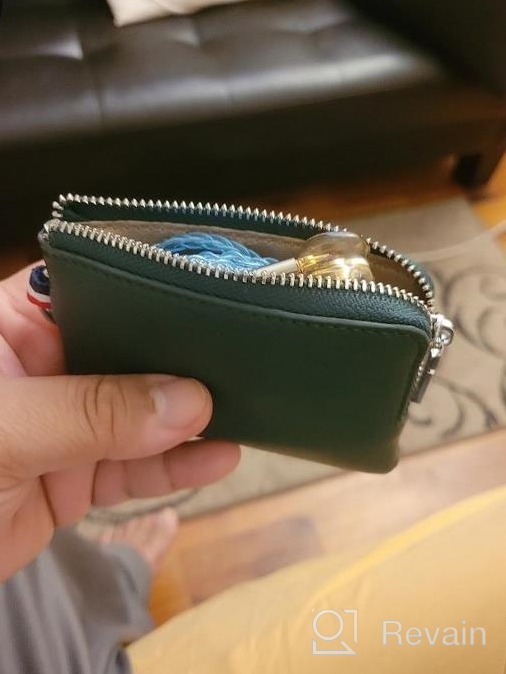 img 1 attached to Leather Coin Purse Wallet With Dual Keyrings, Mini Change Pouch Card Holder For Men Women - Light Khaki Standard Size review by Patrick Cox