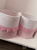 img 1 attached to Organize In Style: YOUDENOVA 3-Pack 11-Inch Woven Cotton Rope Boho Storage Baskets With Cute Handles For Baby Nursery And Home Decor In Beige review by Jon Delgado