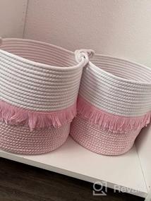 img 6 attached to Organize In Style: YOUDENOVA 3-Pack 11-Inch Woven Cotton Rope Boho Storage Baskets With Cute Handles For Baby Nursery And Home Decor In Beige