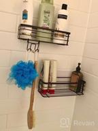 img 1 attached to 2 Pack Adhesive Shower Caddy Basket Shelf W/ Hooks - No Drilling Rustproof SUS304 Stainless Steel Wall Mounted Rack For Kitchen, Dorm Hanging Soap & Shampoo Holder review by Romas Pennington