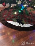 картинка 1 прикреплена к отзыву HAUMENLY Burlap Christmas Tree Skirt, Buffalo Plaid Reindeer Tree Skirt For Xmas Tree Holiday Party Decoration - 32 Inches от Jason Fanney