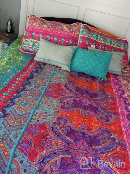 img 1 attached to 🌸 FlySheep Colorful Boho Quilt Set: Bohemian Butterfly Pink n Blue Floral Bedspread/Coverlet for Summer - 92x90 inches review by Hanson Kendrick