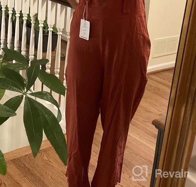 img 1 attached to Stylish Sleeveless Cotton Linen Jumpsuits For Women With Baggy Wide Legs By AMEBELLE review by John Wood