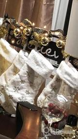 img 5 attached to 4 Pack 20 Inch Cream White Faux Fur Xmas Stockings W/ Gold Sequin Snowflakes - Super Soft Thick Plush For Christmas Decoration Holiday Decor (Dremisland)