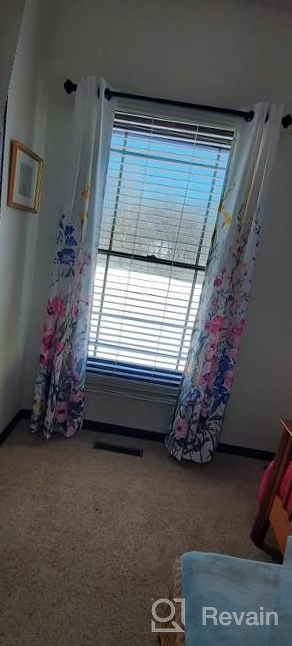 img 1 attached to Kotile Purple Floral Print Curtains - Grommet Top Room Darkening Thermal Insulated Living Room Drapes, 84 Inches Long (2 Panel Sets, 52 X84 Inch) review by Mike Fedd