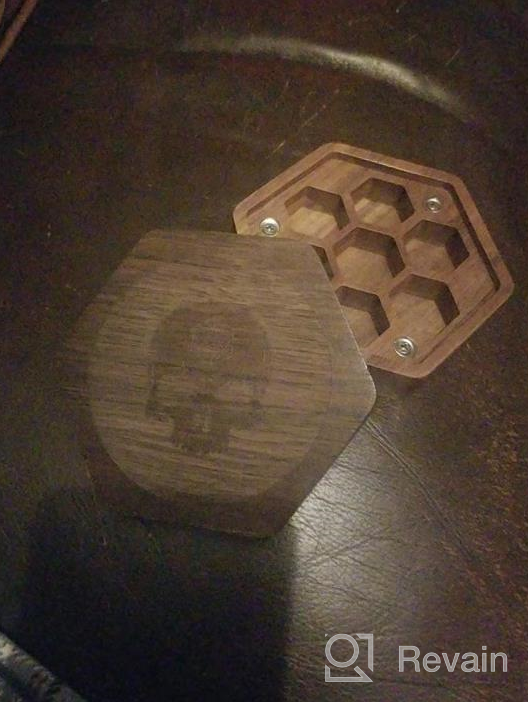 img 1 attached to Dragon-Patterned Hexagonal Walnut Dice Box With Magnetic Lid For Convenient Storage Of 7-Die Polygonal D&D Dice - UDIXI Wooden DND Dice Set Box review by John Snook