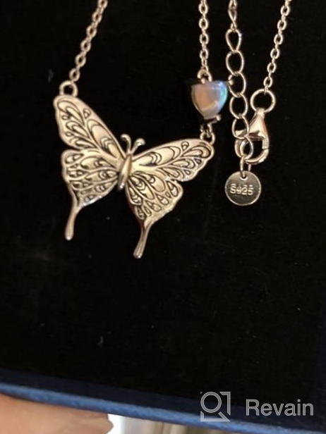 img 1 attached to Sterling Silver Crystal Butterfly Necklace with Love Heart Pendant - Perfect Butterfly Jewelry Gift for Women, Girls, and Girlfriend review by Patrick Biletnikoff