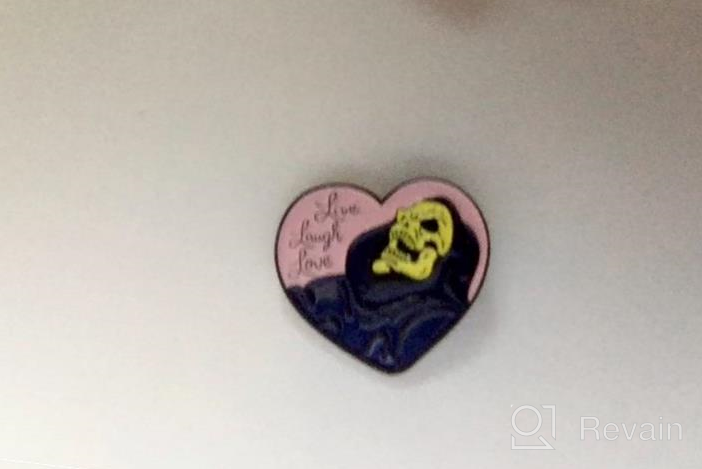 img 1 attached to Live, Laugh, Love - Skeleton - Enamel Pin: Spooky Elegance Embodied review by Elizabeth Johnson