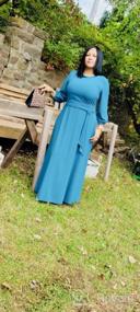 img 3 attached to Women'S Elegant Audrey Hepburn Style Maxi Dress With Round Neck, 3/4 Puff Sleeves, Belt And Pockets By AOOKSMERY