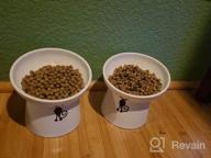 картинка 1 прикреплена к отзыву Set Of 2 Ceramic Raised Cat Bowls - Tilted Elevated Pet Feeder Dish For Cats & Small Dogs, Stress Free, Microwave & Dishwasher Safe от Owen Blanco