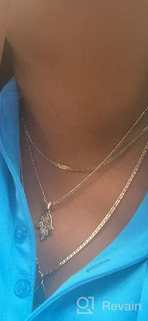 img 1 attached to Flat Mariner/Marina 060 3MM Chain Necklace With 💛 Hamsa Hand Pendant - 18K Gold Plated by Barzel review by Ryan Hoover