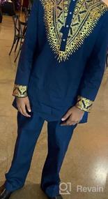 img 6 attached to Mens African 2 Piece Set: Pacinoble Metallic Traditional Suit W/ Floral Printed Dashiki Shirt & Pants Outfit
