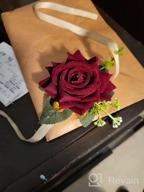 img 1 attached to Red Wine Campsis Boutonniere And Corsage Set With Rose Flower For Groom, Groomsmen, Best Man, Wedding And Prom Accessories review by Helen Keffer