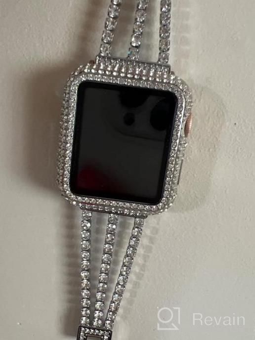 img 1 attached to Shinystone-Silver Sparkling Bling Diamonds Compatible Apple Watch Band Series 8 7 6 5 4 3 SE 41Mm 40Mm 38Mm For Women review by Ryan Hawkins